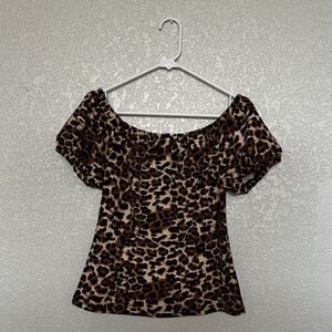 Chic Leopard Print Off-Shoulder Blouse